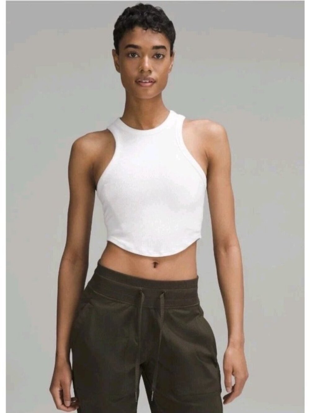 Lululemon Hold Tight Cropped Tank Top NWT Size 10 White Ribbed Modal
